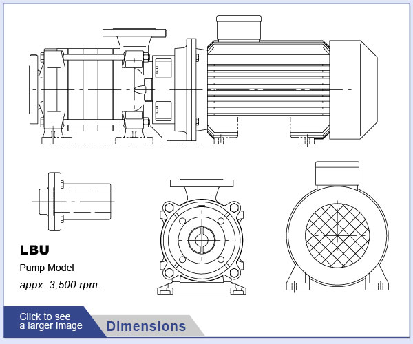 EDUR LBU 603 C160L Pump Dimensions