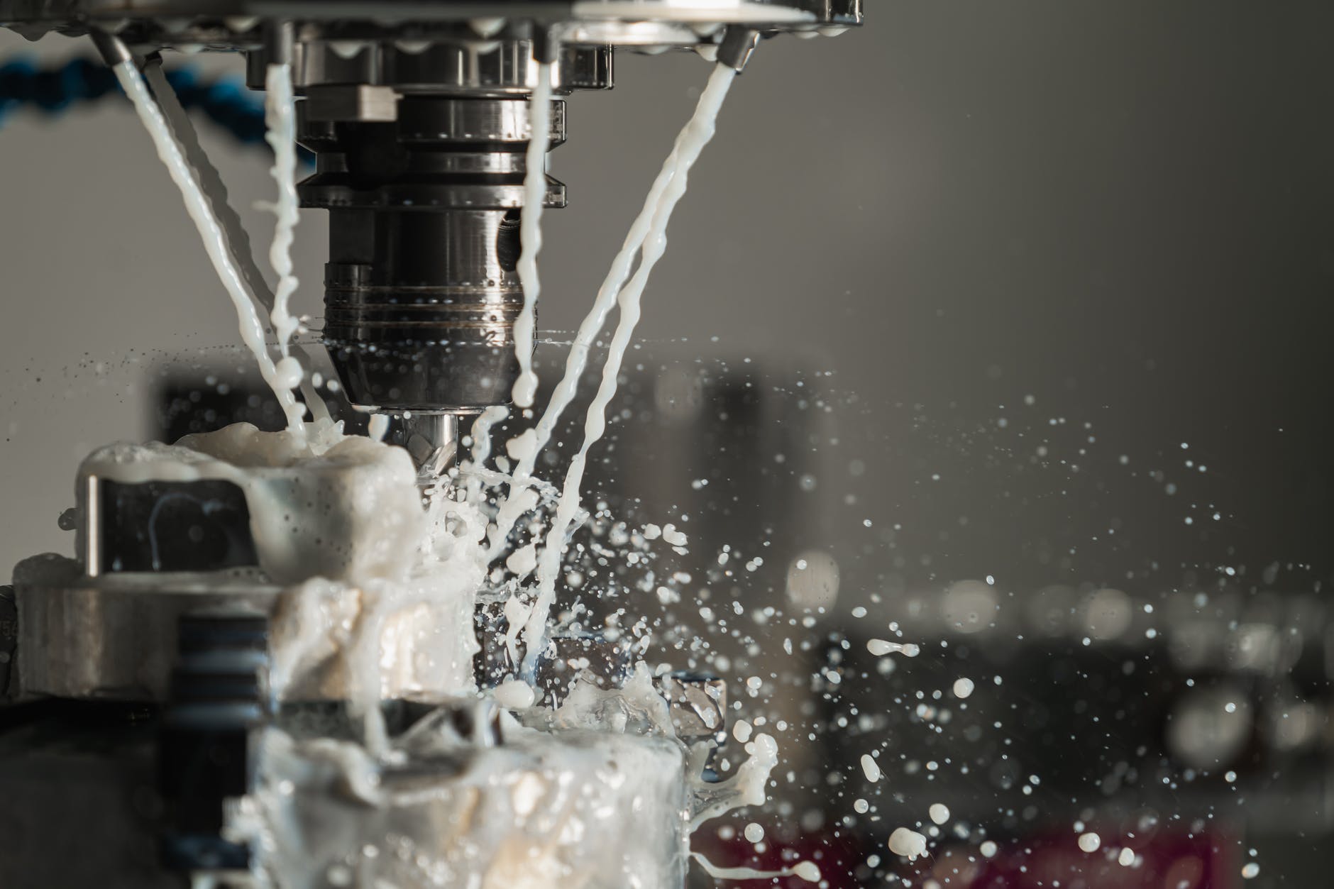 Coolant being pumped at machine tip